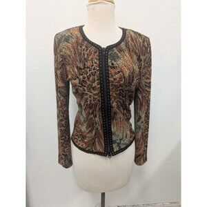 Vintage Joseph Ribkoff Animal Print Zip Up Jacket sz 6 Leopard Cheetah Snake